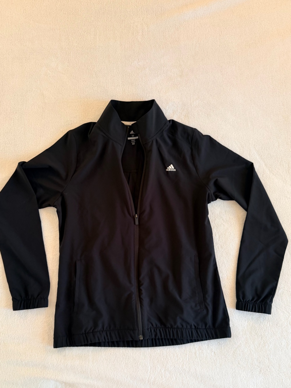 adidas Black Lightweight Full-Zip Golf Windbreaker